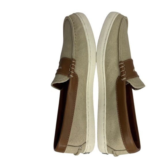 Cole Haan Beige Canvas Nantucket Penny Loafer Brown Leather Detail Men's Sz 10 M - Picture 6 of 10